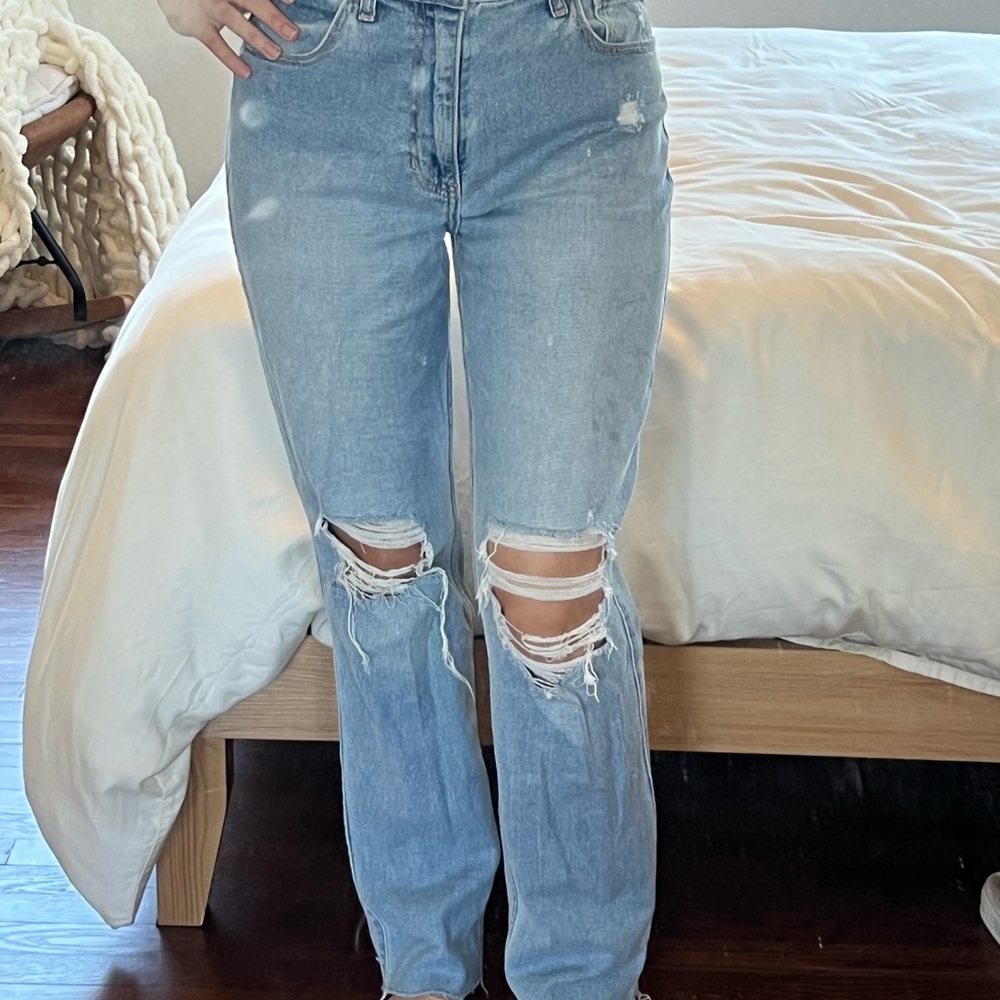 Hollister High-Rise Distressed Light Blue Jeans
